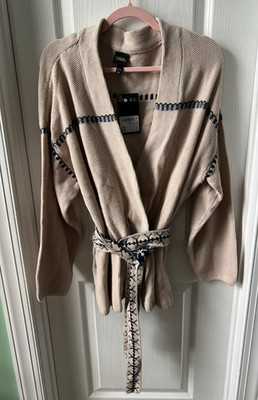 Ulla Popken Womens Belted Cardigan Sweater Beige Size 16 / 18 NEW $89