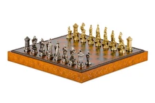 Italfama Mary Stuart Set + Leatherette Brown Black ChessBoard