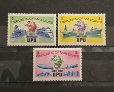 Maldives Scott 496-498 (U.P.U.) Universal Postal Union Centenary 1974 F-VF MNH