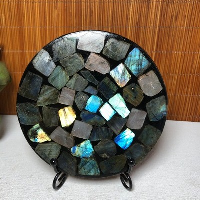 115mm Natural  Labradorite slice disc Crystal Polished/rough Specimen 136g A9393