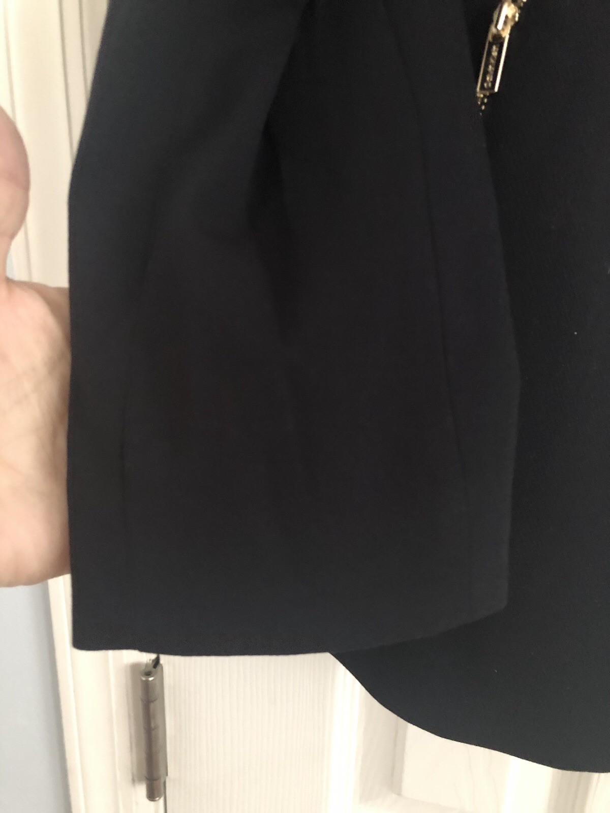 Calvin Klein Navy Blue Open Suit Jacket New Gold Zipper Pockets Size 6 Business thumbnail 6