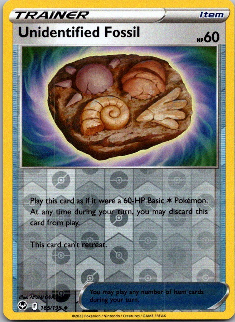 Unidentified Fossil 165/195 Uncommon Silver Tempest Pokemon Reverse Holo NM