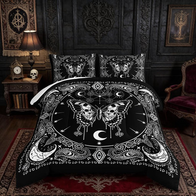 Hosima Skull Butterfly Comforter Set Queen For Girls Bedroom Setmandala Bedding