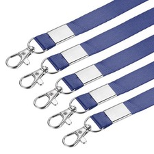 Neck lanyards, flat shoulder strap swivel cord clamp, navy blue 5pcs