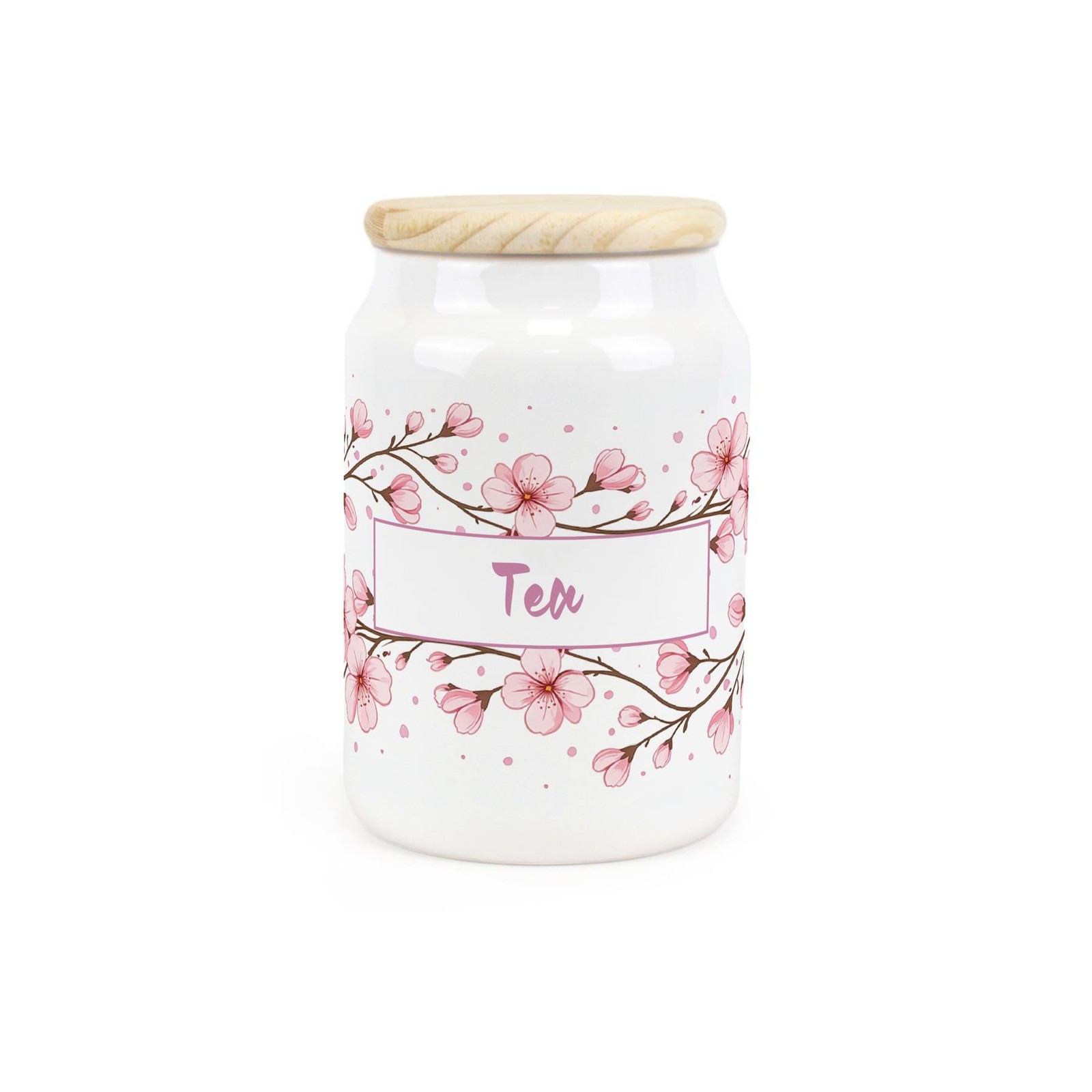Cherry Blossom Tea Canister - Pink Floral Ceramic Kitchen Storage Jar Gift
