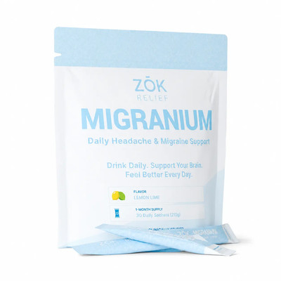 Zok Zōk Relief Migranium Anti Headache & Migraine 30 Day Supply 40 g Lemon Lime