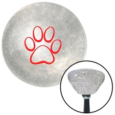 Red Paw Print Outline Clear Retro Metal Flake Shift Knob w/ M16x1.5 Insert Auto