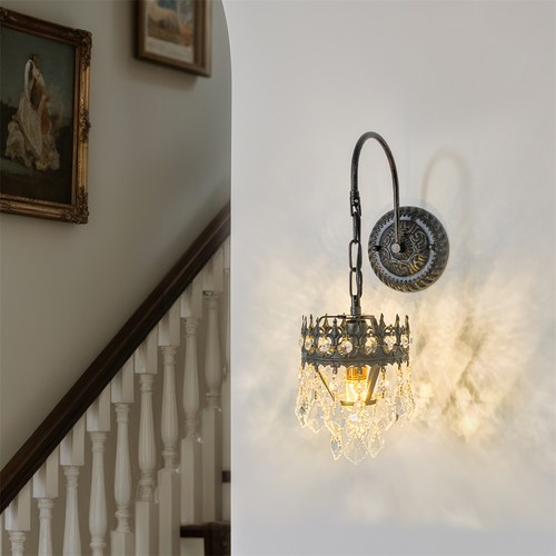 Lámpara de pared vintage lámpara de pared vidrio antiguo retro lámpara industrial linterna luz - Imagen 10 de 10