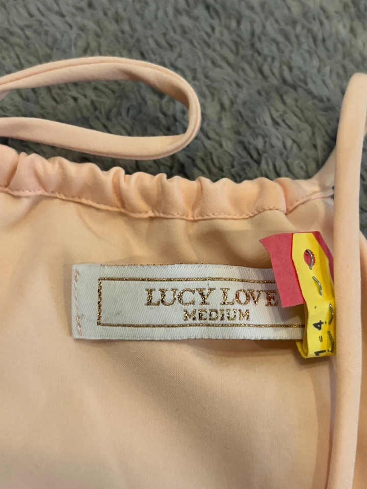 Vestido Lucy Love para mujer mediano melocotón sin mangas correa de espagueti informal línea A Foto 2 de 4