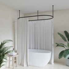 Naiture Stainless Steel Oval Shower Curtain Rod with Ceiling Support