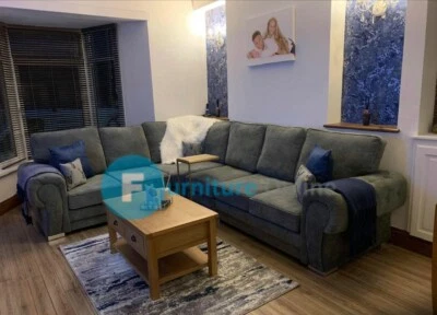 FURNITUREDIRECTONLINE Vegas 5 Seater 6 Seater Corner 7 Seater Corner Full Back Fabric Grey Sofa