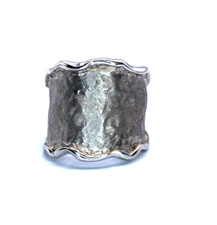 Sterling Silver/ Rhodium Designer Inspired Free Form Satin Finish Ring