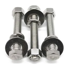 10Set 1/4-20x3" Stainless Steel Hex Head Screws Bolts, Nuts, Flat & Lock Washers