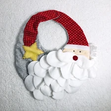 Santa Baby Bib Layered Ruffle Beard Applique Star 3D Hook/Loop Holiday Fun