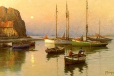 oil painting landscape Back To The Quay hand painted on canvas Home wall Decor