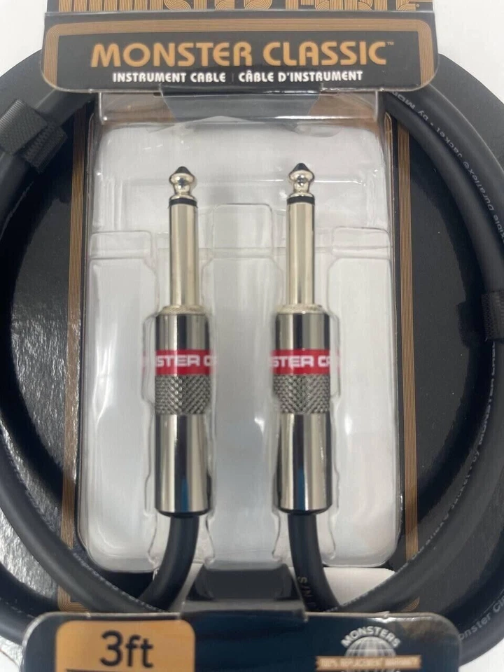 Monster Classic Instrument Cable 3ft Straight Professional Quality 1/4" TS Male - Image 3 of 4