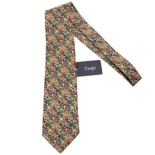 Drake's NWT Neck Tie in Yellow / Multicolor Mini Floral Print 100% Silk