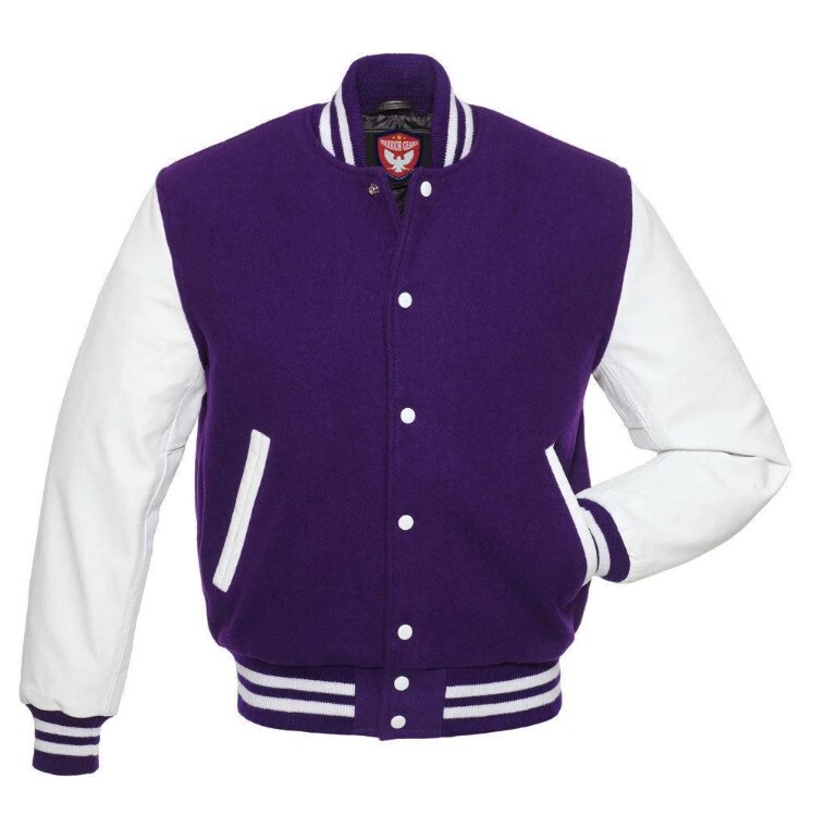 WARRIOR Clásico Varsity Letterman Bombardero WooL y Chaqueta de Cuero de Vaca Original