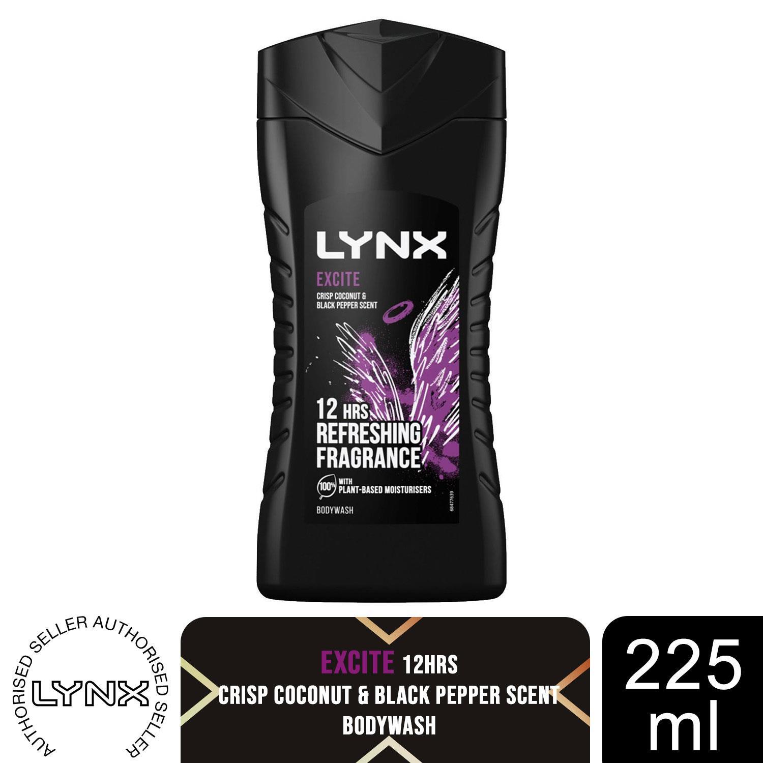 Lynx Excite 12-H Refreshing Fragrance Shower Gel Body Wash for Men, 225ml
