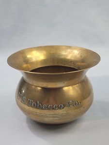 us tobacco spittoon Antique Redskin Brand Chewing Promotional Industrial Artifacts Lot - REDSKIN BRASS SPITTOON