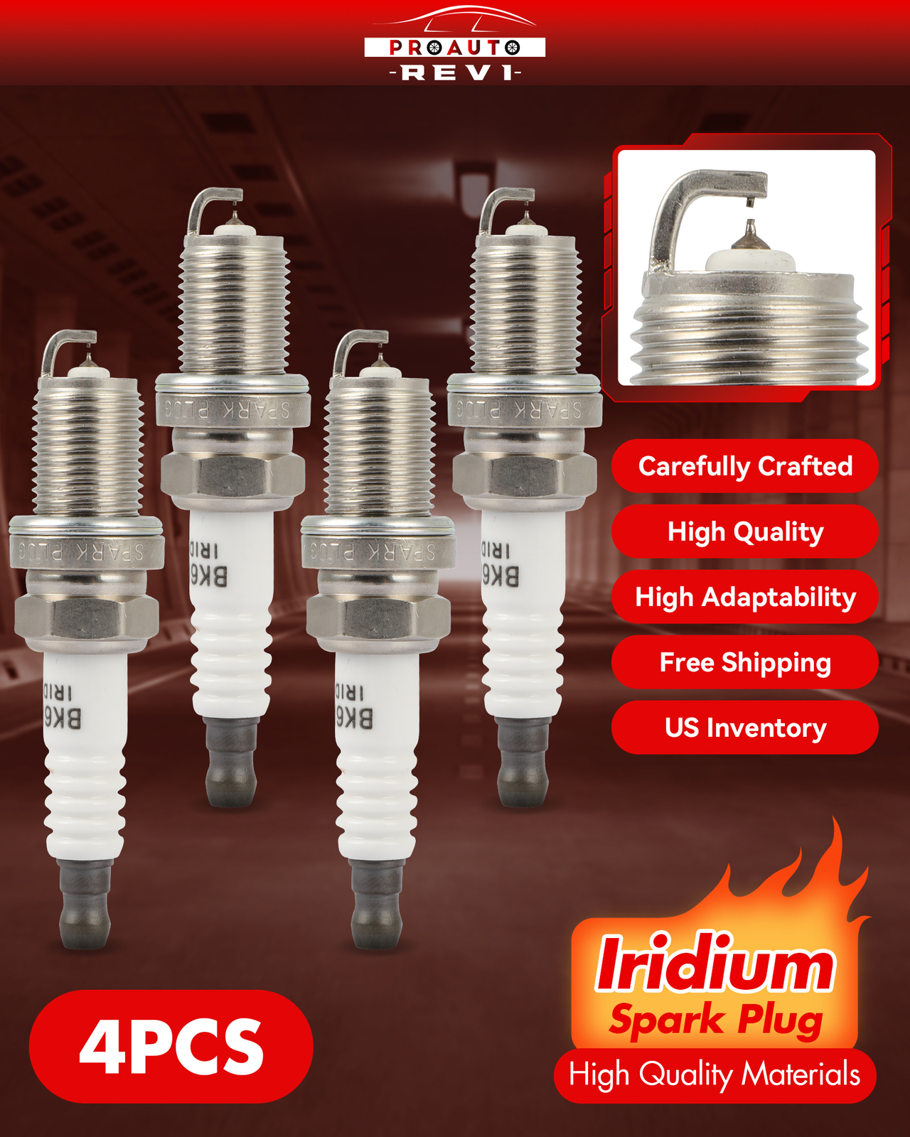 Pack 4 Iridium Spark Plugs For 2002-2007 Honda VTX1800R