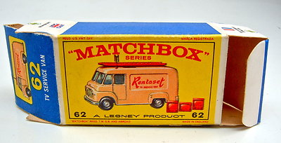 ミニカー Matchbox No 62 TV SERVICE VAN Lesney Matchbox #62 Rentaset TV Service Van 1960s Made in