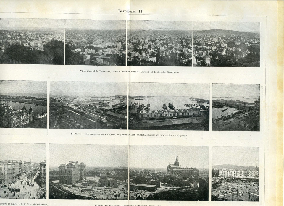 Mapas antigos da década de 1920 Barcelona Espanha seção enciclopédia vista da cidade retrô art déco - Imagem 4 de 4