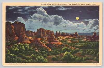 Arches National Monument by Moonlight Near Moab Utah UT Landscape Postcard