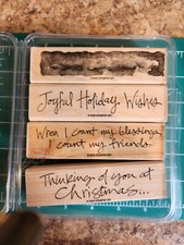 Stampin' Up WISHES AWASH Rubber Stamp Set CHRISTMAS Words - Euc Comb ship