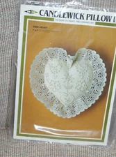Candlewick Pillow Kit Heart Shaped with Lace M.H. Yarns Inc. NEW Fast Shipping