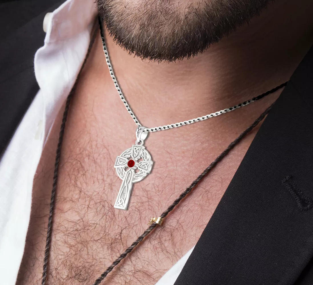 Mens necklace with birthstone deals