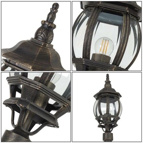 Lampione Vittoriano Classico da Giardino Lampada Esterno Alluminio 202 cm Ottone - Foto 3 di 5