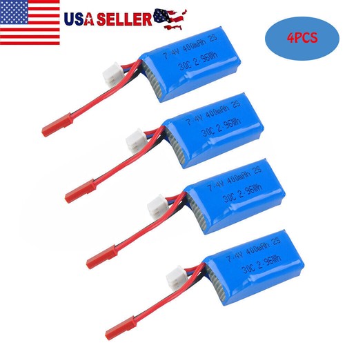 4x 400mAh 7.4V 30C 2S LiPo Battery w/ JST Plug for Micro FPV RC Drone Quadcopter - Picture 8 of 10