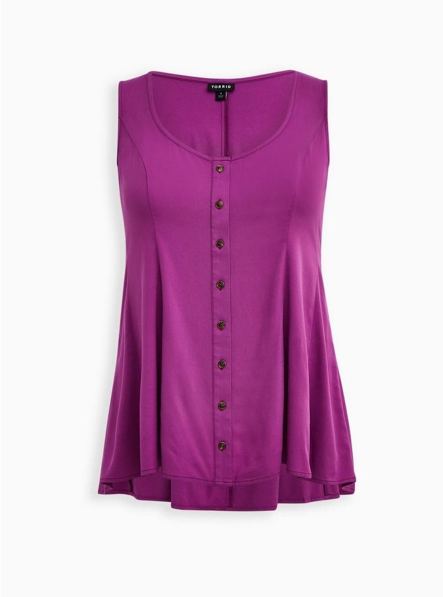 Torrid (2X, 18-20) Purple Fit And Flare Stretch Blouse Button