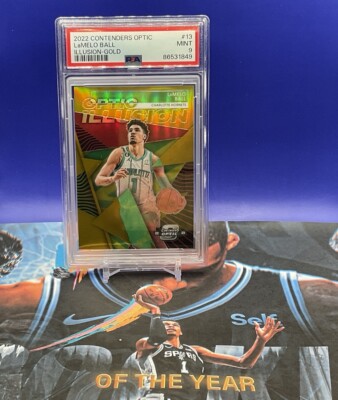 2022 Optic Illusion Prizm Lamelo Ball GOLD 1/10 PSA 9  Pop 2 Jersey #