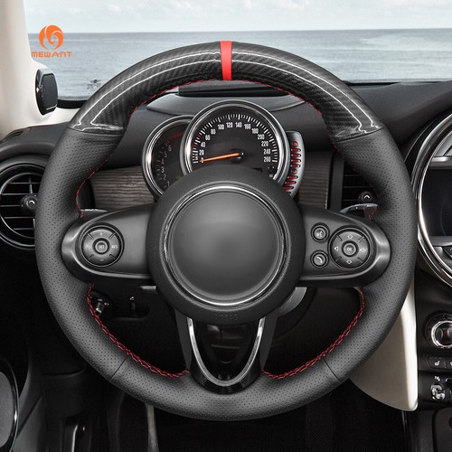PU Carbon Fiber Leather Steering Wheel Cover for Mini Clubman (with Bulges) - Picture 3 of 9