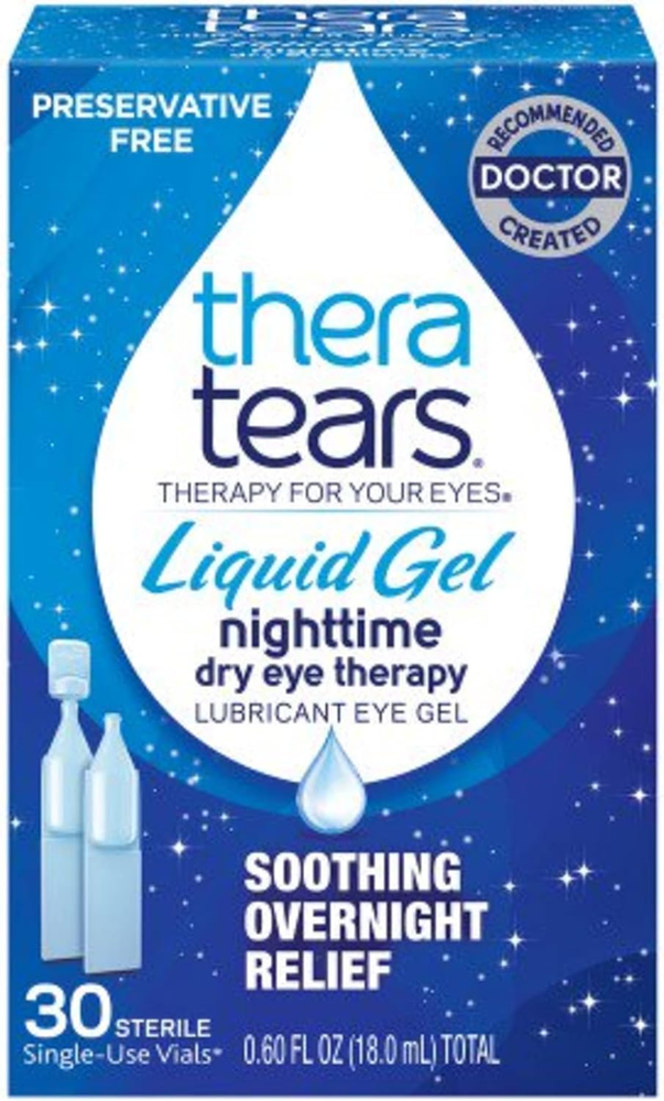 Liquid Gel Nighttime Eye Drops for Dry Eyes, 30 Count (Pack of 1)