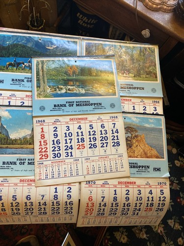Vintage Lot 5 First Natinal Bank Meshoppen Calendars ‘66-‘70 | eBay