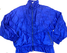 Clipper Bay Vintage Nylon Royal Blue Zip Up 80's 90's Jacket Parachute Large