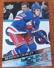 BRANDON CRAWLEY 'NEW YORK RANGERS' 2020-21 UPPER DECK YOUNG GUNS ROOKIE CARD
