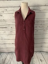 J Jill Shirt Dress Sz S Sleeveless Collared Button Front Eggplant Purple Casual