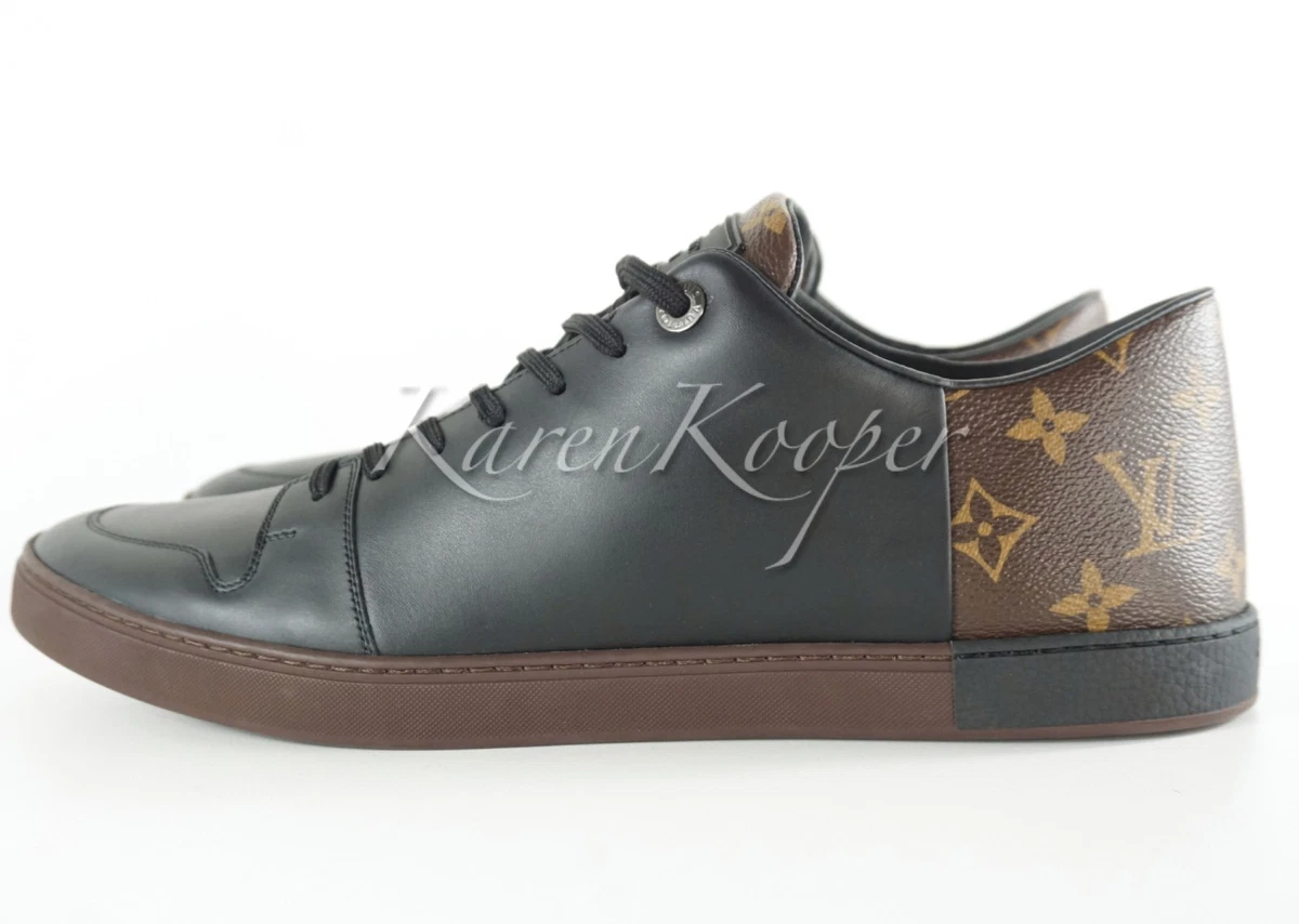 AUTH LOUIS VUITTON MEN LINE UP BLACK MONOGRAM MACASSAR NEAKER SHOES 11 LV 12 US