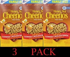 3x HONEY NUT CHEERIOS FAMILY SIZE Gluten Free Whole Grain Oats Cereal 18.8oz 3PK