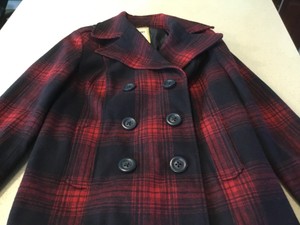 red plaid pea coat