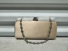Champagne Satin Evening Clutch Bag Detachable Rhinestone Strap