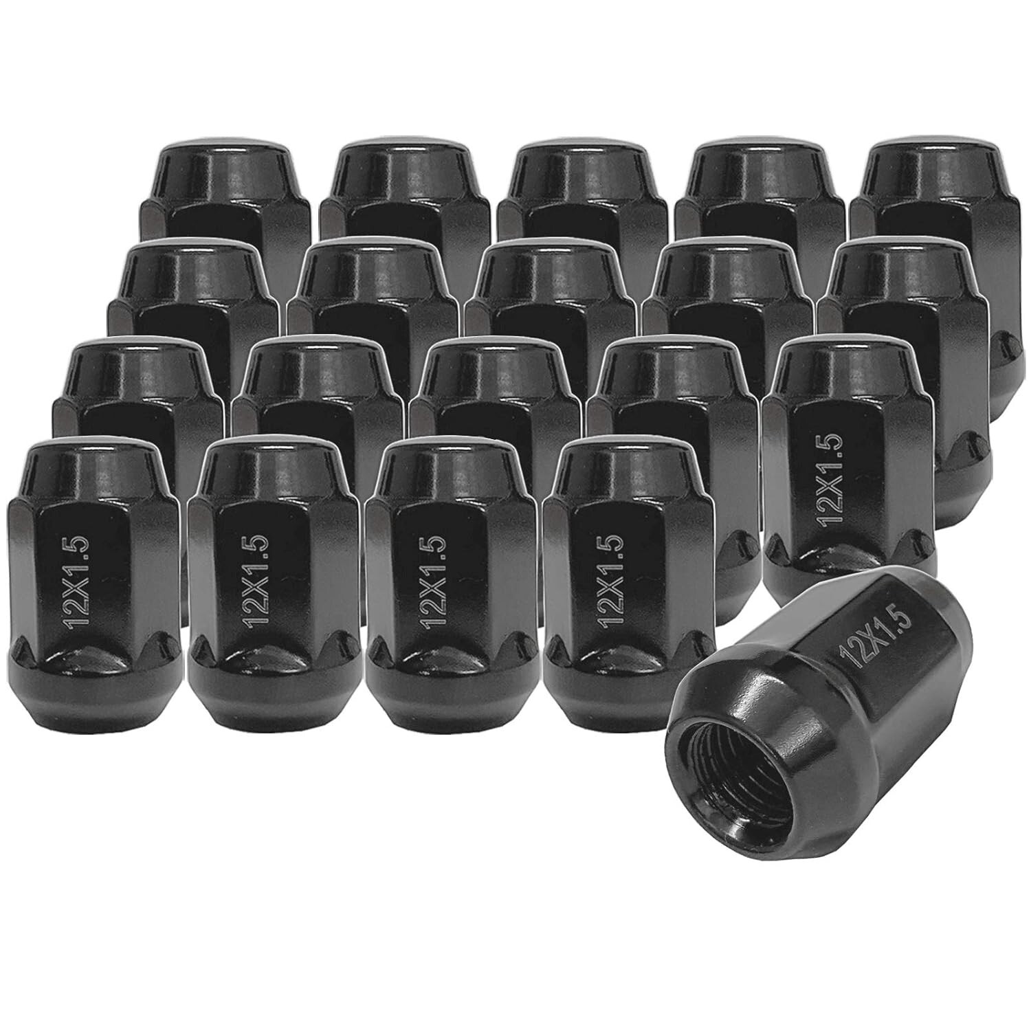 NPAUTO Black Wheel Lug Nuts 12x1.5 Bulge Acorn Conical Seat  19mm Hex Replacemen