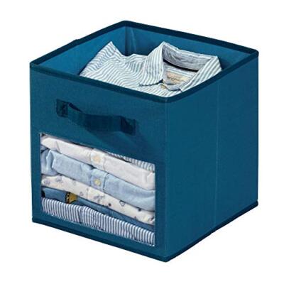 iDesign Emmy Fabric Storage Cube Bin, Small Basket Container Dual Side Handles