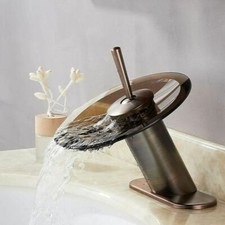Waterfall Bathroom Faucet Solid Brass Single Handle Hole Basin Vanity Sink Bath