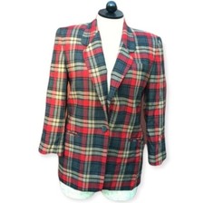 Vintage Talbots 12 Wool Plaid button front Lined Blazer Jacket USA