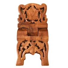 Book Stand Vintage Handmade Indian Wooden Wood Bible Cookbook Folding Display